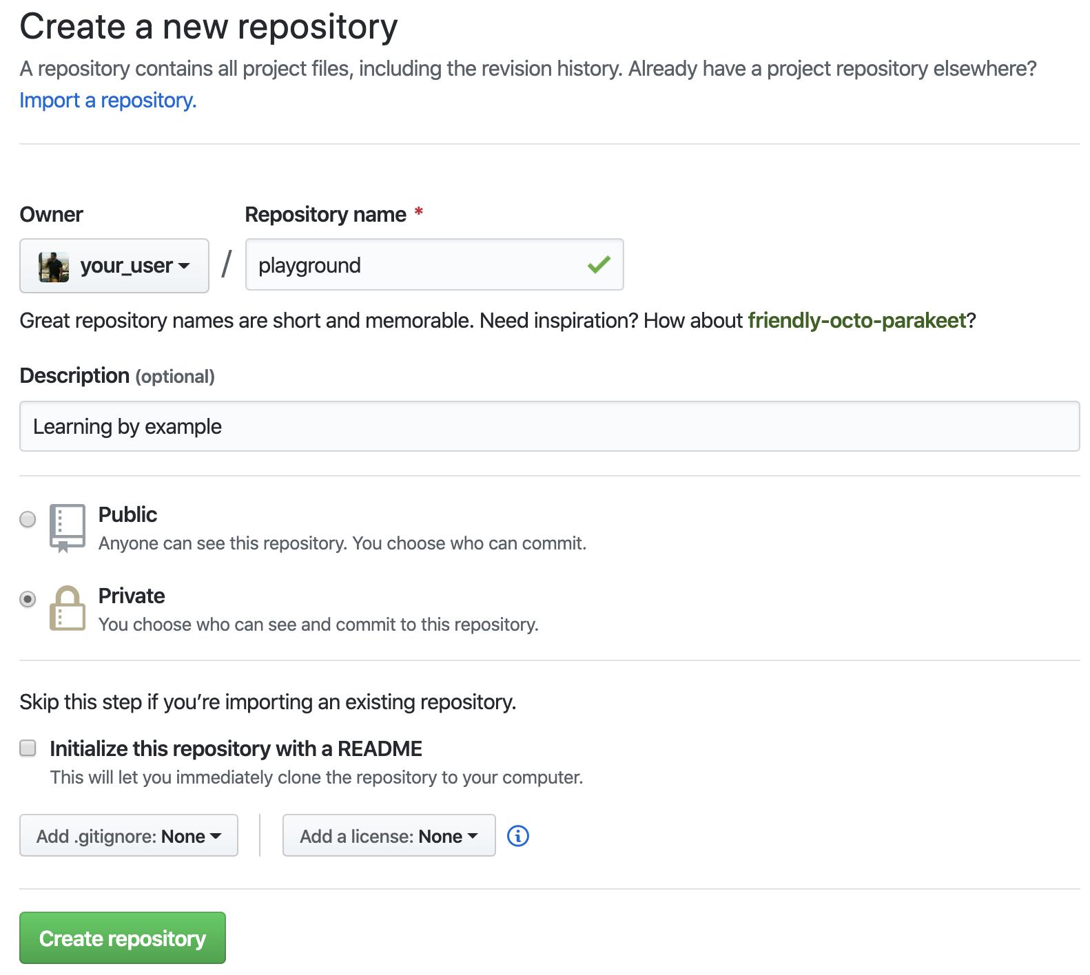 create a repository